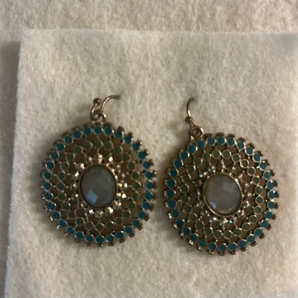 Dangling earrings, 1-1/4” long, faux rhinestones, EUC.